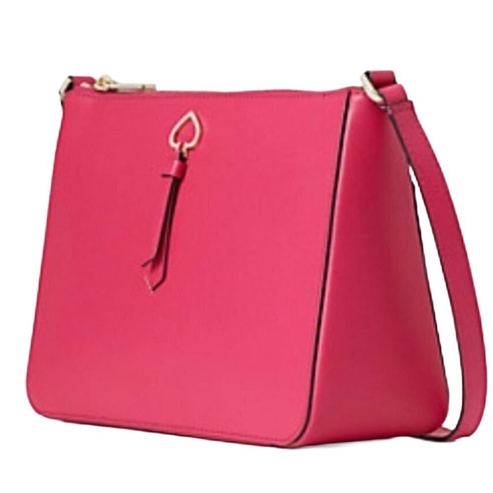 KATE SPADE Adel Pink Leather Medium Top Zip Crossbody Bag NEW